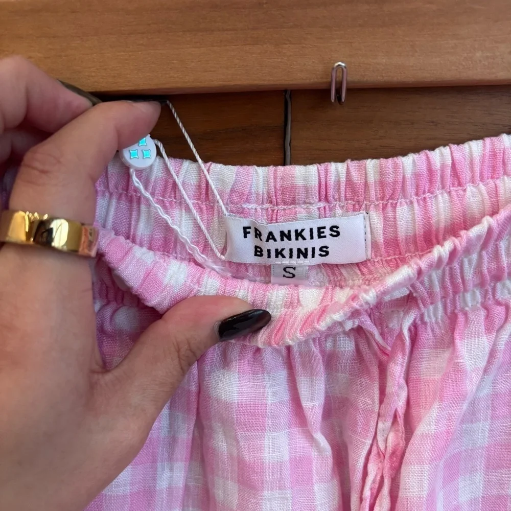 FRANKIES‎ BIKINIS Lou Gingham Shorts In Pink, Size S
